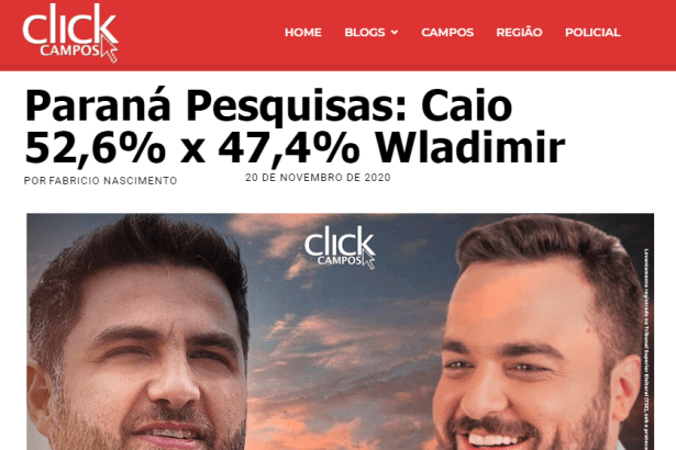 Click Campos divulga pesquisa realizado pela Paraná Pesquisas