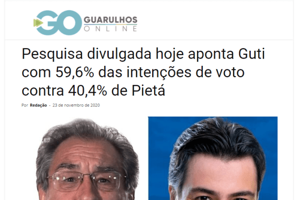 Guarulhos Online divulga pesquisa realizado pela Paraná Pesquisas