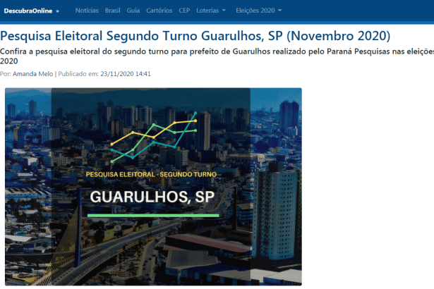 Portal Descubra Online divulga pesquisa realizado pela Paraná Pesquisas