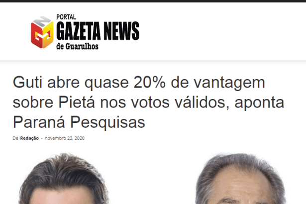 Portal Gazeta News de Guarulhos divulga pesquisa realizado pela Paraná Pesquisas