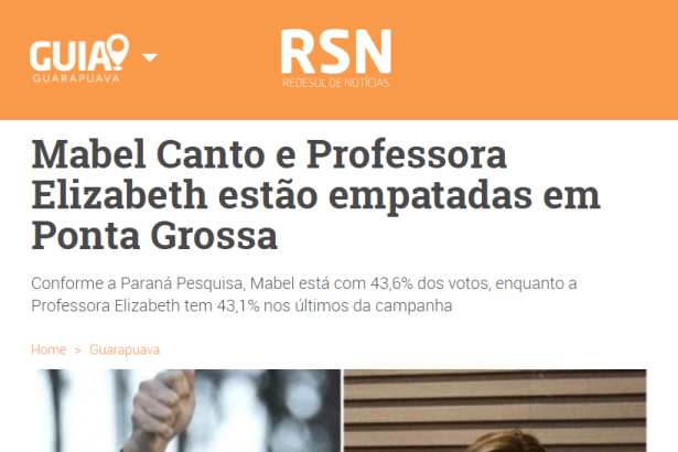 Rede Sul de Notícias divulga pesquisa realizado pela Paraná Pesquisas