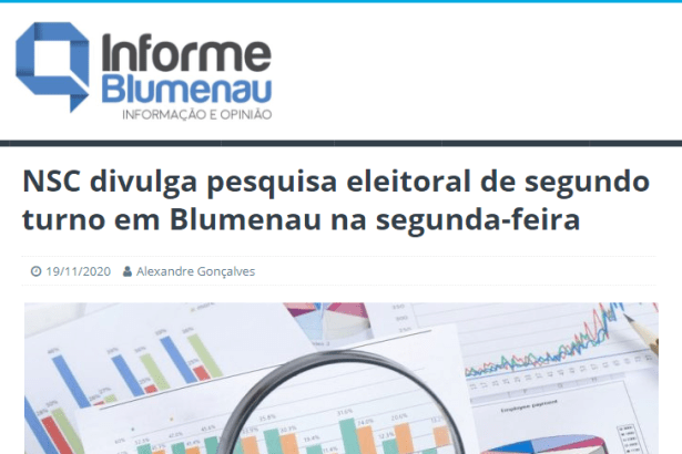 Informe Blumenau divulga pesquisa realizado pela Paraná Pesquisas