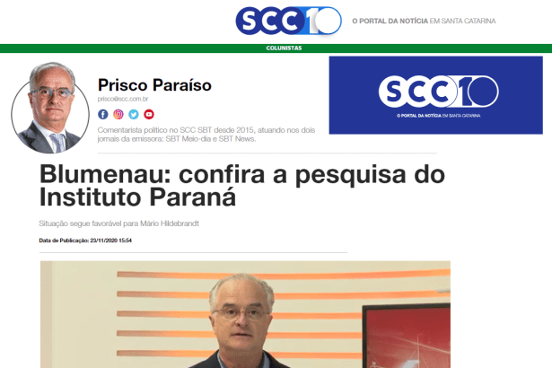 Portal SCC 10 divulga pesquisa realizado pela Paraná Pesquisas