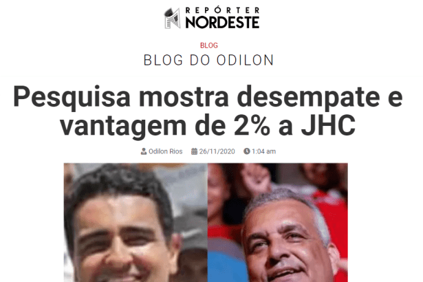 Repórter Nordeste - Blog do Odilon divulga pesquisa realizado pela Paraná Pesquisas