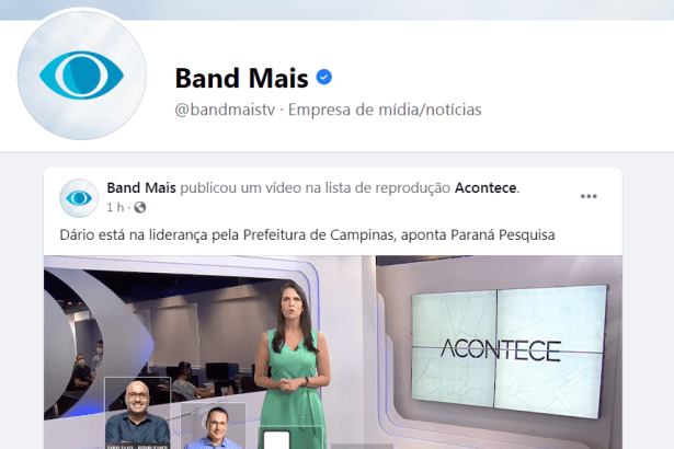 Band Mais TV divulga pesquisa realizado pela Paraná Pesquisas