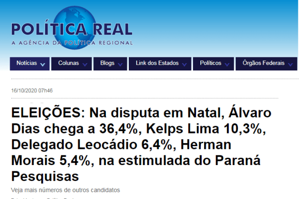 Política Real divulga pesquisa realizado pela Paraná Pesquisas