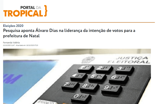 Portal da Tropical divulga pesquisa realizado pela Paraná Pesquisas