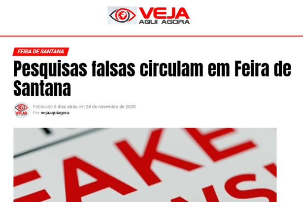 Veja Aqui Agora cita o Instituto Paraná Pesquisas