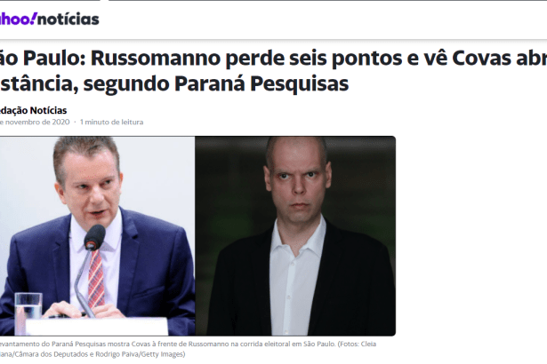 Yahoo Notícias divulga pesquisa realizado pela Paraná Pesquisas