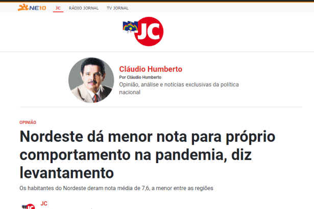 Portal JC - NE10 - Cláudio Humberto divulga pesquisa nacional realizado pela Paraná Pesquisas