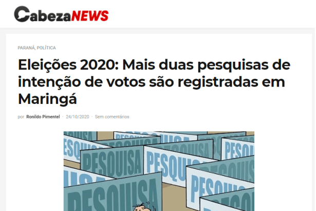Cabeza News divulga pesquisa realizado pela Paraná Pesquisas