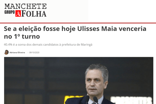 Maringá Manchete - Manchete Grupo Folha divulga pesquisa realizado pela Paraná Pesquisas