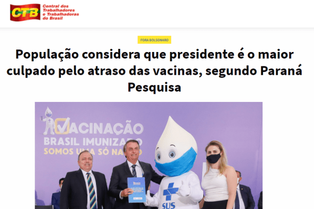 Portal CTB divulga pesquisa nacional realizado pela Paraná Pesquisas