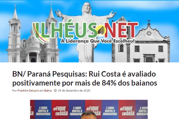 Ilhéus.Net divulga pesquisa realizado pela Paraná Pesquisas