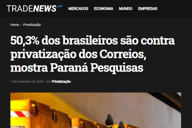 Trade News divulga pesquisa nacional realizado pela Paraná Pesquisas