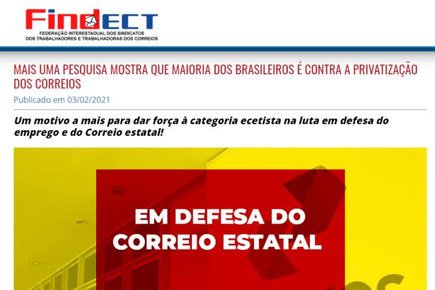 Findect cita pesquisa nacional realizado pela Paraná Pesquisas