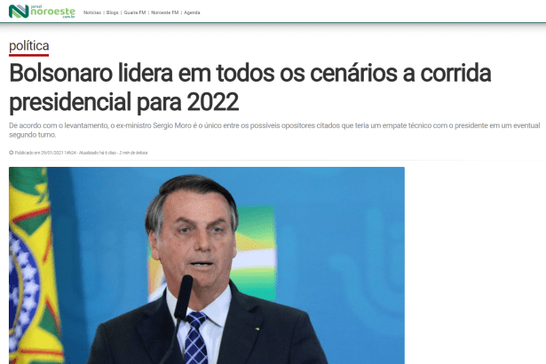 Jornal Noroeste divulga pesquisa nacional realizado pela Paraná Pesquisas