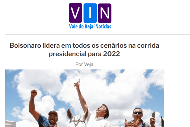 Vale do Itajaí Noticias divulga pesquisa nacional realizado pela Paraná Pesquisas