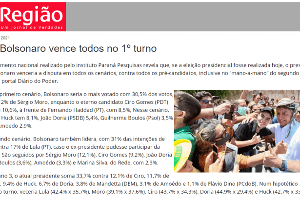 Jornal A Região divulga pesquisa nacional realizado pela Paraná Pesquisas