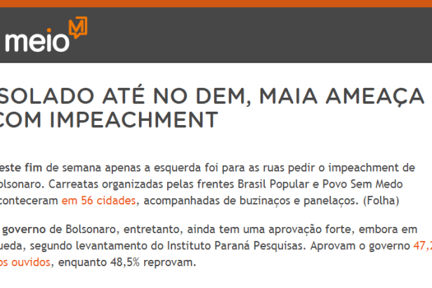 Canal Meio divulga pesquisa nacional realizado pela Paraná Pesquisas
