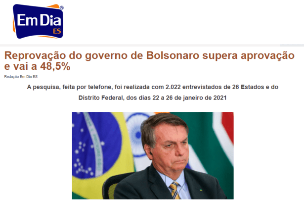 Em Dia ES divulga pesquisa nacional realizado pela Paraná Pesquisas