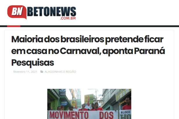 Beto News divulga pesquisa nacional realizado pela Paraná Pesquisas