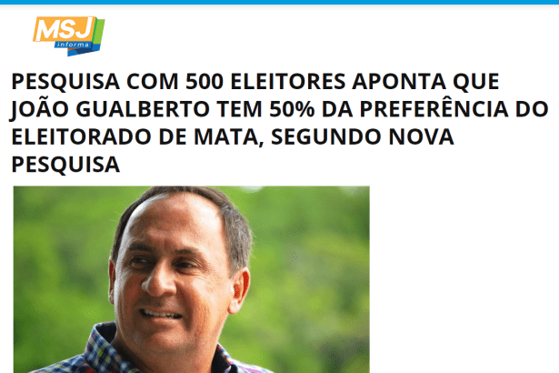 Mata de São João Informa divulga pesquisa realizado pela Paraná Pesquisas