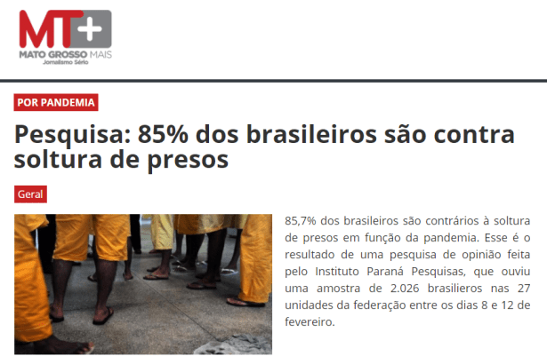 Mato Grosso Mais divulga pesquisa nacional realizado pela Paraná Pesquisas