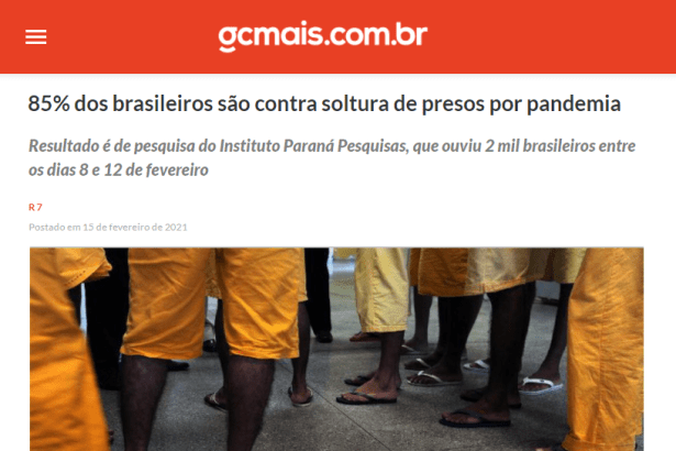 GCMais.com.br divulga pesquisa nacional realizado pela Paraná Pesquisas