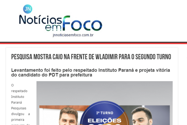 JN - Notícias em Foco divulga pesquisa realizado pela Paraná Pesquisas