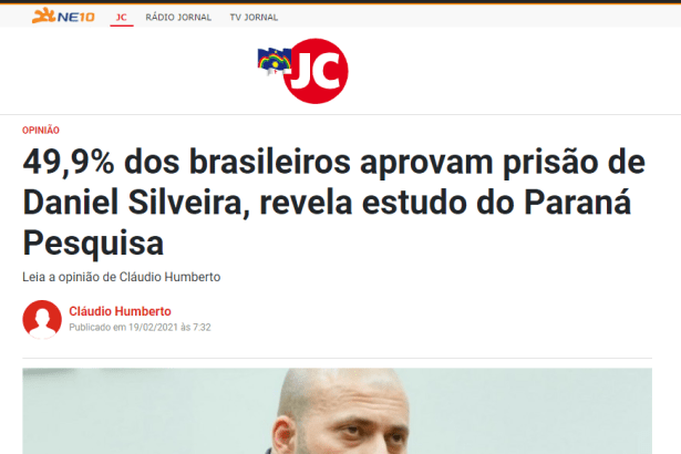 JC - NE10 - Cláudio Humberto divulga pesquisa nacional realizado pela Paraná Pesquisas