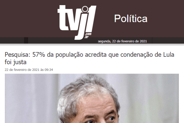 TVJ1.com.br divulga pesquisa nacional realizado pela Paraná Pesquisas