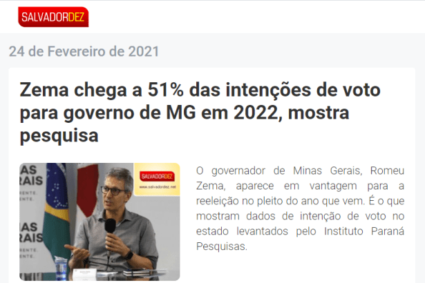 Salvador Dez divulga pesquisa realizado pela Paraná Pesquisas