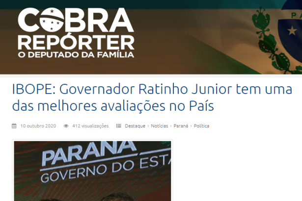 Cobra Repórter cita pesquisa realizado pela Paraná Pesquisas