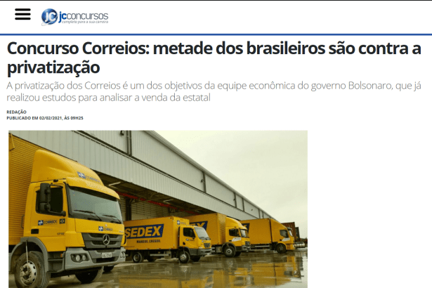 Portal JC Concursos divulga pesquisa nacional realizado pela Paraná Pesquisas