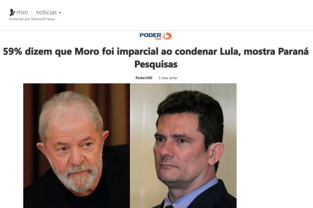 MSN Notícias divulga pesquisa realizado pela Paraná Pesquisas