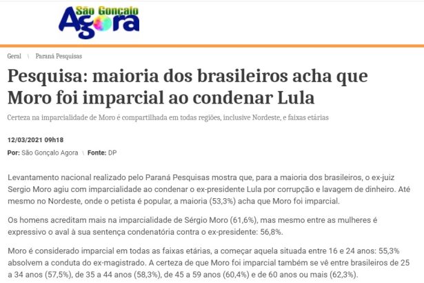 São Gonçalo Agora divulga pesquisa realizado pela Paraná Pesquisas