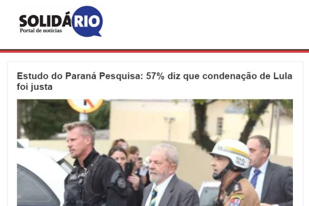 Solidário Notícias divulga pesquisa realizado pela Paraná Pesquisas