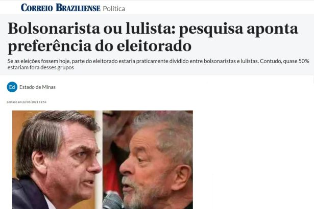 Correio Braziliense divulga pesquisa realizado pela Paraná Pesquisas