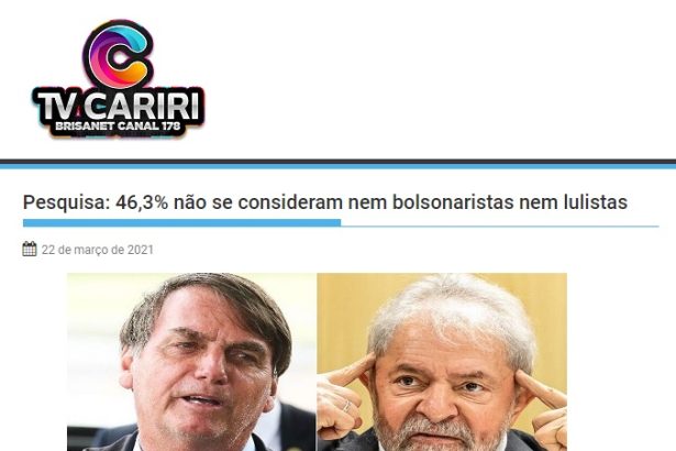 TV Web Cariri divulga pesquisa realizado pela Paraná Pesquisas
