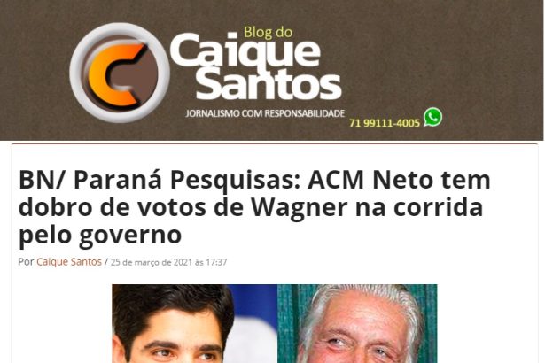 Blog do Caique Santos divulga pesquisa realizado pela Paraná Pesquisas