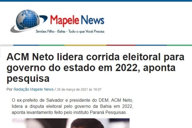 Mapele News divulga pesquisa realizado pela Paraná Pesquisas