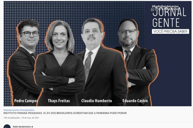 Rádio Bandeirantes - Jornal Gente divulga pesquisa realizado pela Paraná Pesquisas