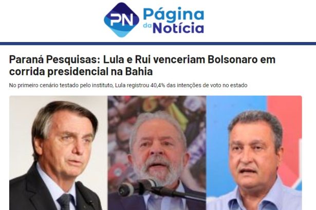 Página da Notícia divulga pesquisa realizado pela Paraná Pesquisas