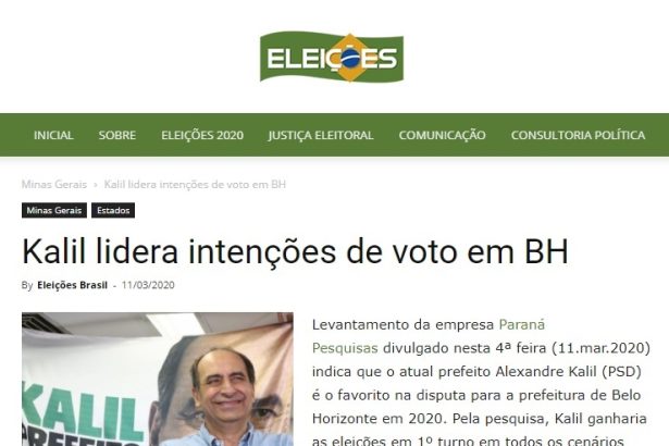 Eleições 2020 divulga pesquisa realizado pela Paraná Pesquisas