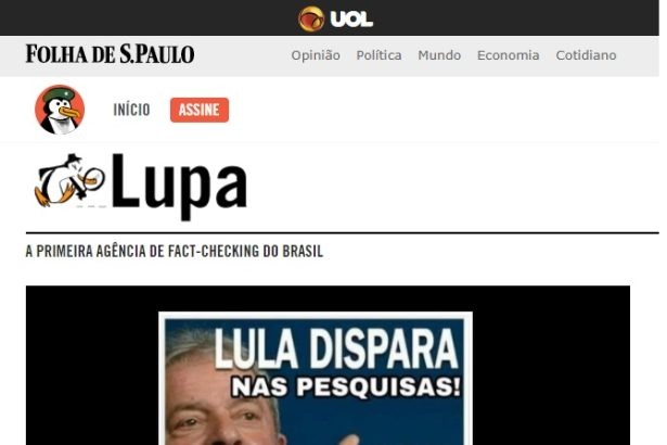 Portal Lupa cita pesquisa realizado pela Paraná Pesquisas