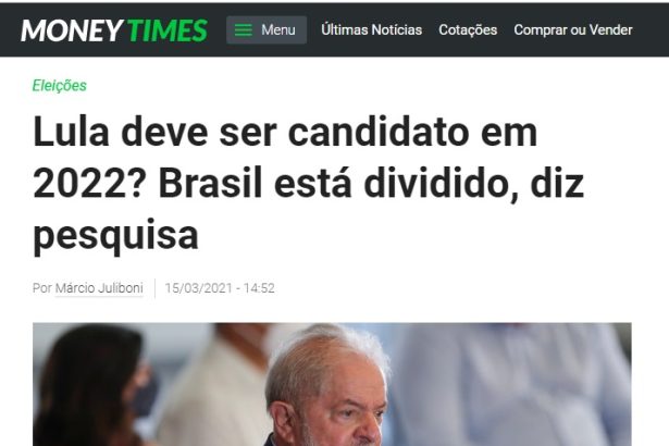 Money Times divulga pesquisa realizado pela Paraná Pesquisas