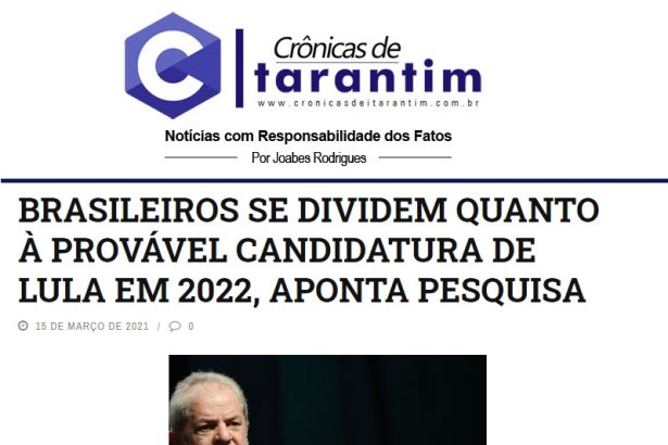 Crônicas de Tarantim divulga pesquisa realizado pela Paraná Pesquisas