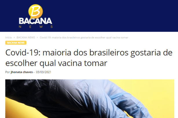 Bacana News divulga pesquisa realizado pela Paraná Pesquisas