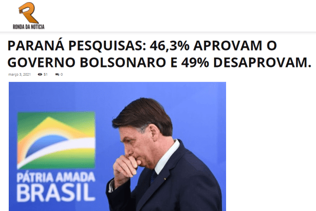 Ronda da Notícia divulga pesquisa realizado pela Paraná Pesquisas